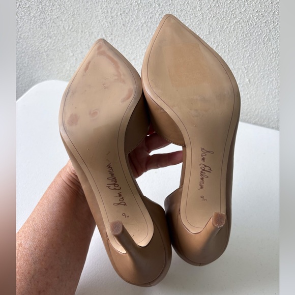 Sam Edelman Hensen Nude 4” Heel Size 9.5 Pointed Toe Leather Career Cocktail - Picture 10 of 12